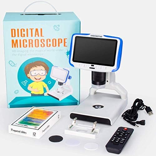 ANDONSTAR AD205 Digitalni mikroskop sa dodatnim 48 kom plastičnim mikroskopom pripremljeni slajdovima