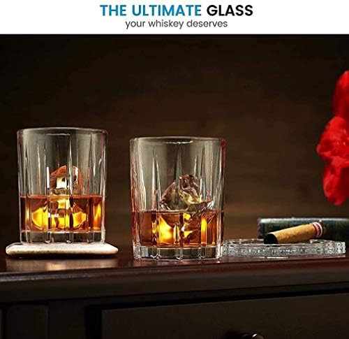 liquor-decanters Whisky Glass Set 2, evropski stil koktel aristokratski izuzetan prugasti dizajn Whiskey Glass, za alkohol Alkohol burbon & amp; Old Fashioned Cocktails