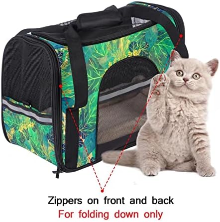 Airline odobrena torba za kućne ljubimce tropski zeleni uzorak lista Mekostrani prijenosni lagani putni nosač za male životinje za male životinje zečji pas mačka