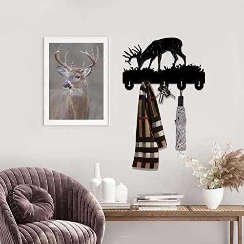 DEER ANDLER Zidni kaput nosač domaćinstvo Divlja životinja Moderna drvena zidna kuka jelena lov zidni