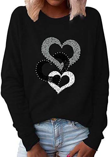 Žene vole srce Duks Sretan Dan zaljubljenih Grahic Print Shirts grafički Tees bluza Dugi rukav Crewneck pulover Tops