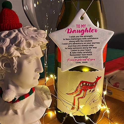 Kćer Božić Ornament poklon od mame, suočavaju izazove s povjerenjem, rođendan Matura uspomenu ukras poklon za kćer, božićno drvo Star Shape keramičkog ornamenta dekor