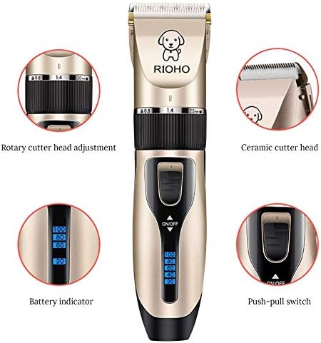 RIOHO komplet za šišanje pasa Low Noise električni tihi punjivi Akumulatorski trimeri makaze za brijanje