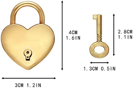 4pcs Zlatni katanac u obliku srca s ključem - slatka zaključana srca s tipkama za poklone za dnevnik nakita