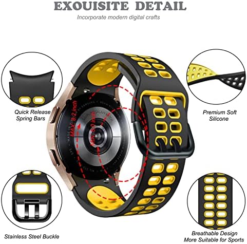 Koelin 3 Pack Sport Band kompatibilan sa Samsung Galaxy Watch 4 44mm / 40mm / Galaxy Watch 4 Classic 46mm / 42mm / Galaxy Watch 3 41mm, 20 mm mekani ne praznini dizajn silikonskog remena za žene za žene muškarci