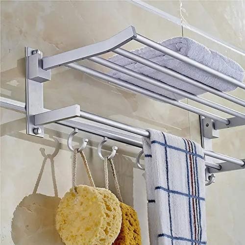 Ručničke šine Alumimum preklopljeni srebrni ručnik za ručnik za kupanje nosač nosača sa 5 kuka za kupatilo