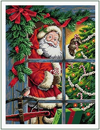 Funchey Cross Stitch kompleti Stamped cijeli niz uzoraka Vezenje starter Kits za odrasle početnike i djecu DIY lako štampane Cross-Stitch kompleti za Home Decor 11ct & amp;Santa Claus 15.7×19.7 inch