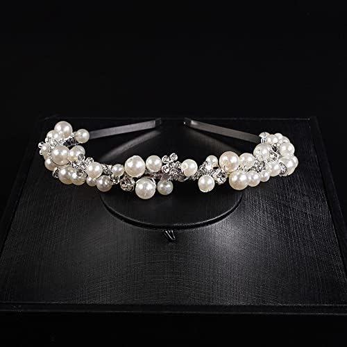 Jumwrit Pearl vjenčana traka za glavu vještački dijamant Tiara kruna Srebrni cvijet Svadbeni pokrivač za glavu