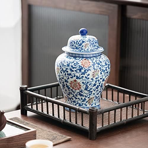 FOTOEV plavo-bijela keramička tegla od đumbira sa poklopcem, hramska tegla u kineskom stilu, dekorativni kućni dekor, tegla za čuvanje keramike za uređenje kućne kuhinje