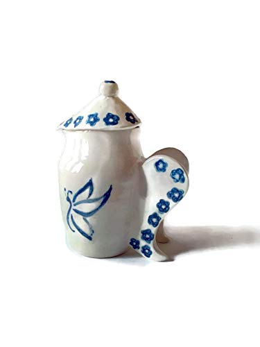 Ručno izrađen keramički leptir bokal sa poklopcem, ručno obojena portugalska Keramika