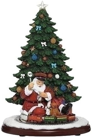 Božićna by Roman Inc., Kolekcija za zabave, 13 H mus LED Santa W / voz, fenjer, snežni globus, kuća za odmor Décor, Santa, kardinal, orah, snjegović, jelen