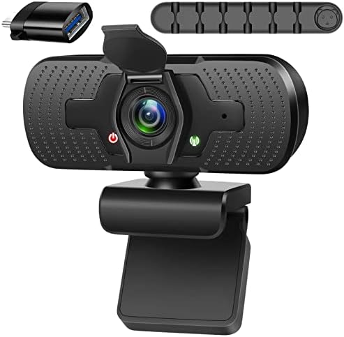 Web kamera sa mikrofonom/USB C adapterom/poklopac za privatnost/držač kabla, Plug and Play, 110 stepeni širokougaoni 1080p HD Streaming Računarska kamera za Laptop MacBook Pro PC Monitor