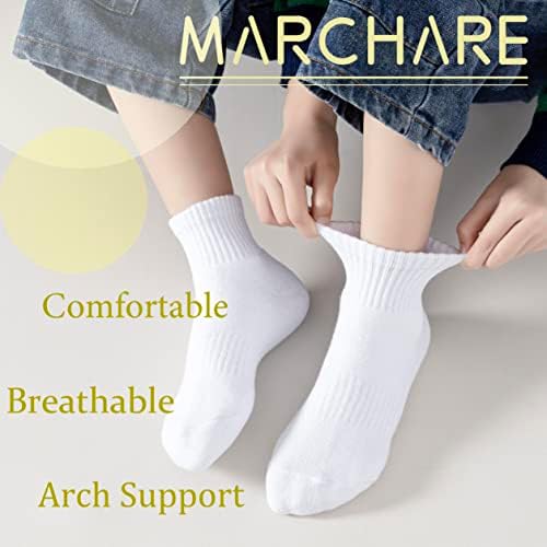 MarcAre Boys Socks Kids Clashioned Crew Socks Girls Debele pamučne atletske čarape crno / bijelo / sivo 6 pakovanje