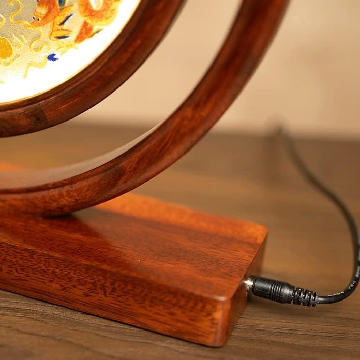 Ygqzm ekran Kineski karakteristični pokloni dvostrani vez sa stolnom lampom ukrasni stol za vezenje ekrana