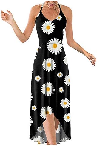 Halter haljina za žene tiskanje bez rukava ležerna asimetrija patchwork cvjetni maxi haljine o Halter haljini