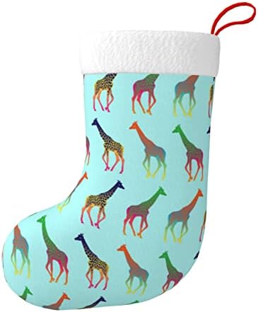 Austenstern Božićne čarape Šarene Zebra žirafe dvostrani kamin viseći čarape