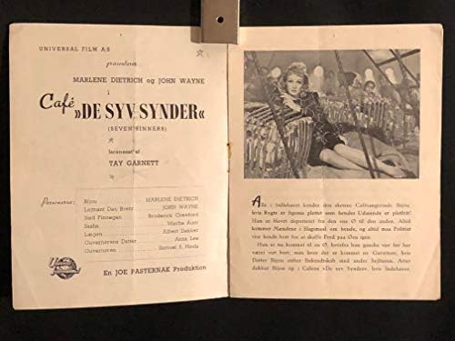 Sedam grešnika 1940. Originalni vintage Danski filmski poster GERALD, Marlene Dietrich, John Wayne
