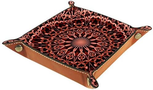 Aisso Valet Tray Brown Floral Ornate Mandala štampanje kožnih posuda za nakit kutija za organizatore