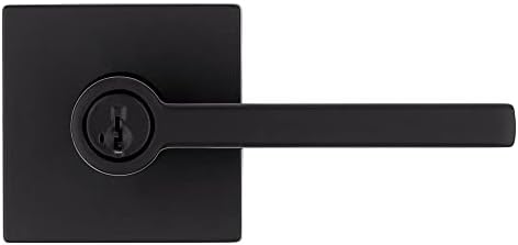 Kwikset Halifax, ručka vrata Ručica SmartKey Re-tipka Sigurnosni zaključavanje sa mikrobanom, kvadratna ruža u mat crnoj boji