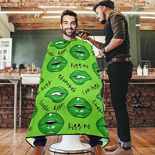 Vissunny Barber Cape Saint Patricks, Seksi zelena usna Sreća Charm Clover Poliester za rezanje kose salon