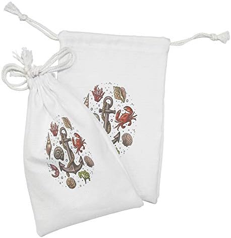 Lunarljiva torba za sidro set od 2, rakova od rakova s ​​školjkama i škampi Nautički tematski