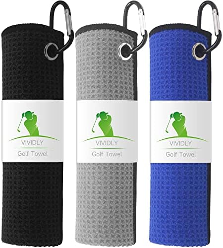 Živo 3 pakovanja ručnika za Golf, ručnik za Golf od vafla od mikrovlakana-sadrži ručnike za Golf u tri boje crne, plave i sive, pogodan za muške poklone za Golf