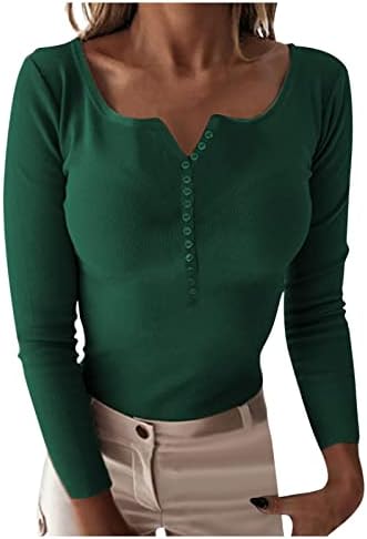 Ženski džemper prsluk dugme V-izrez dugih rukava dno dno košulje džemper košulje proljetni džemperi 2022