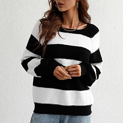 Topnder prozračna bluza Ladys Stripes preveliki puloveri Patchwork udobne ležerne drese s dugim rukavima
