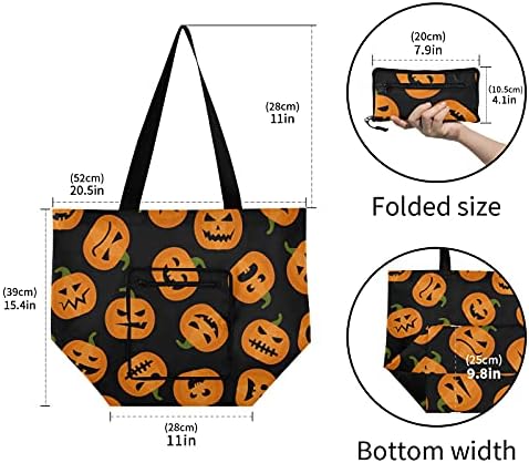 Pumpkins Bats Halloween sklopiva torba za rame za višekratnu upotrebu torba za namirnice Heavy Duty School