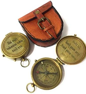 Nauticalmart mesingani poem Kompas sa kožnim futrolom Citiraj ugradnja nisu svi oni koji lutaju izgubljeni