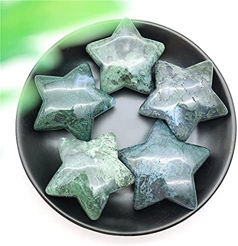 Qiaononi ZD1226 1pc Prirodna mahovina Agate Star Crystal Gemstone Meditacija liječenja čakre poliranih poklona Prirodni kamenje i minerali Trumpljeno kamenje