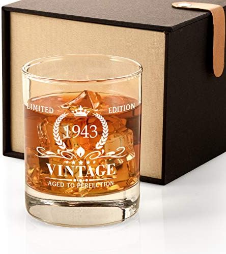 Triwol 1943 80. rođendanski pokloni za muškarce, Vintage čaša za viski 80 rođendanskih poklona za tatu, sina, muža, brata, smiješni poklon za 80. rođendan poklon ideje za njega, 80 godina star Bday & nbsp;dekoracija zabave