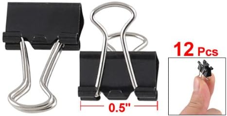 UXCell 12 kom pribora za dopisnice Organizator datoteka Organizer Metal Black Binder Clips 15 mm širina