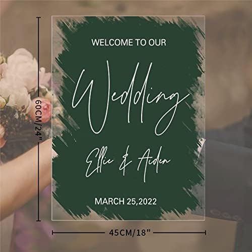 Personalizirani naziv znak dobrodošlice za vjenčanje Dobrodošli na naše vjenčanje moderni akrilni