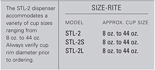 Dispense-Rite STL-2 dozator za šolje u šalteru, podesiv od 8 oz. do 44 oz, plastike, 2 opruge, 22 dužine, jedna veličina za sve