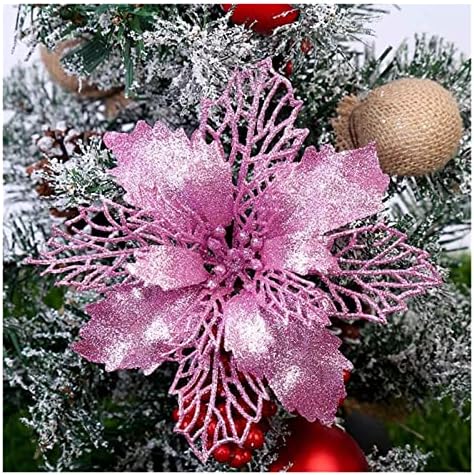 Božićni ukrasi Umjetni božićni ukrasi Poinsettia cvijet sjaja božićna stabla ukras za diy Decoration Home Party
