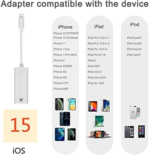 [Apple MFi Certified] lightning to Ethernet Adapter, RJ45 Ethernet LAN mrežni Adapter kabl sa 8-Pinskim konektorom kompatibilan sa iPhoneom 13/12/11 / XS / XR / X/8/7/iPad/iPod, Plug and Play, podržava 100Mbps