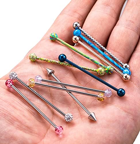 YOVORO 24-30kom 14g industrijske naušnice od nehrđajućeg čelika za žene muškarce Cartilage Helix piercing