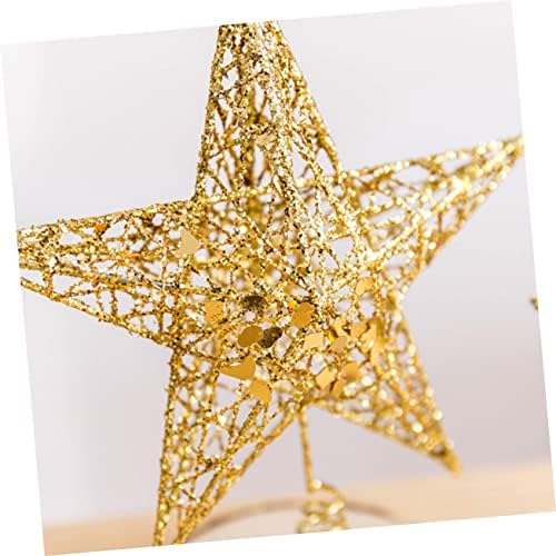 Outanaya 3pcs Božićni dekor zvjezdani dekor za odmor za odmor za božićne ukrase zvijezde Star Božićni topper Ornament Sequins Božićno uređenje drvcama Golden Ornament kovano željezo