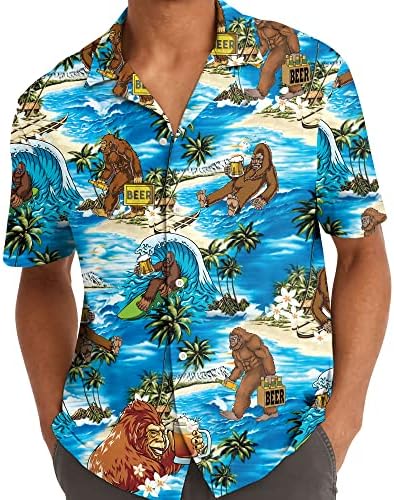 American Bigfoot Havajska majica za muškarce, smiješna sasquatch tipka dolje muška havajska majica