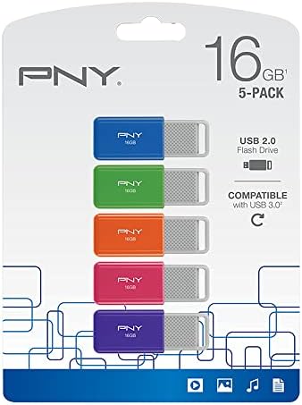 PNY USB 2.0 Flash diskovi, 16GB, različite boje, pakovanje od 5 flash diskova