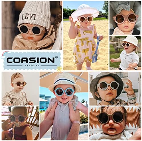 COASION Baby polarizirane okrugle naočare za sunce fleksibilne gumene nijanse s remenom za malu djecu novorođenčad uzrasta 0-24 mjeseca
