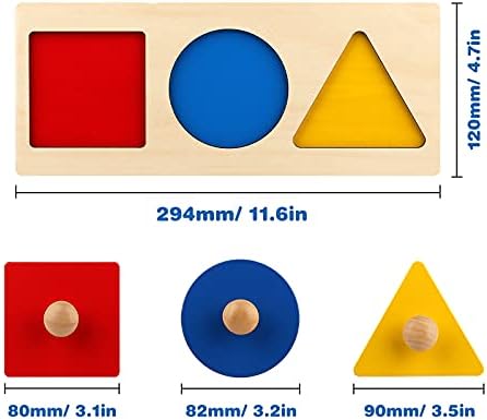 Montessori višestruki oblik Puzzle prvi oblici Jumbo Knob drvena Puzzle geometrijski oblik Puzzle Toddler predškolsko učenje materijal senzorna igračka za malu djecu oblik & amp ;razvrstač boja