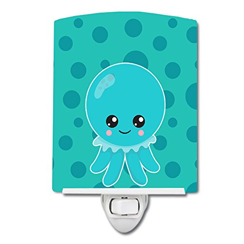 Caroline's Treasures BB8794CNL okeanska hobotnica plava keramička noćna lampa, kompaktna, ul sertifikovana, idealna za spavaću sobu, kupatilo, dečiju sobu, hodnik, kuhinju,