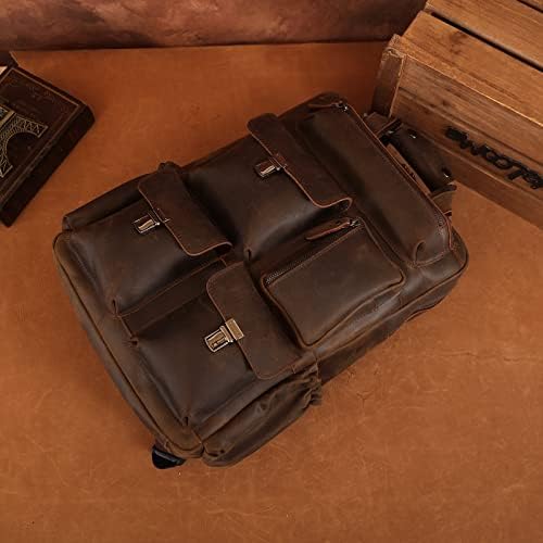 Masa Kawa kožni ruksak za muškarce Vintage 15.6 inčna torba za Laptop Multi Pocket ruksak Casual Travel Daypack