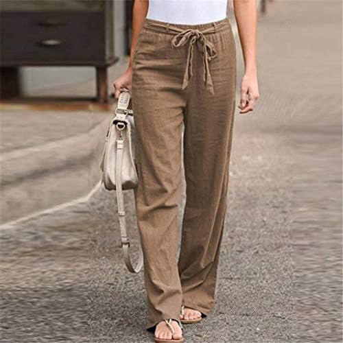 Ležerne letnje pamučne lanene pantalone za žene široke pantalone sa širokim nogama pantalone