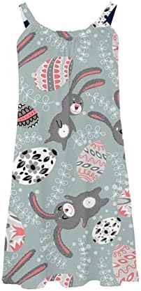 Cggmvcg Uskršnje haljine za žene ljetne rukavice Bunny Egg Print Mini Tank haljina Strappy Casual Sun