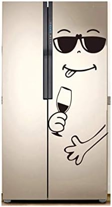 Linni naljepnice | Smiješno lice vino vino lice hladnjak naljepnice za dekor DIY | 40x80cm