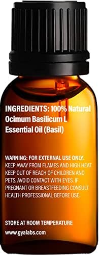 Basil Esencijalno ulje za difuzor i eukaliptus Eterično ulje za difuzorsko set - čista terapijska esencijalna ulja Set - 2x10ml - Gya Labs