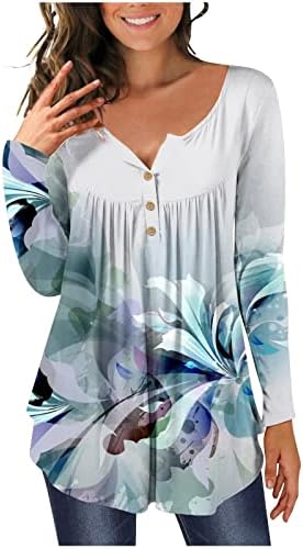 Shusuen  2022 ženske pletene majice sa dugmetom sa V-izrezom za jesen zima dugi rukavi tunike Vneck labave krojene bluze